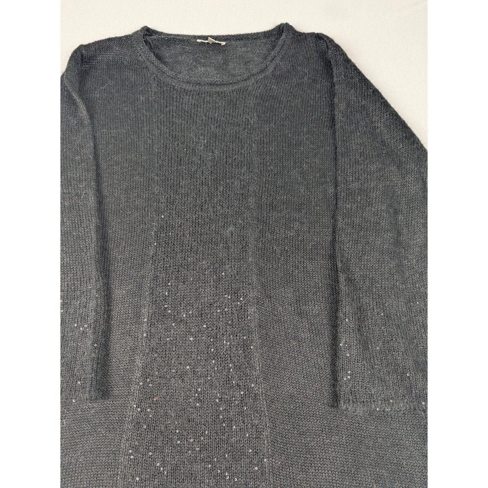Avalin Womens Sequin Knit Pullover Sweater Charcoal Gray Crew Neck Size Large - Picture 5 of 16